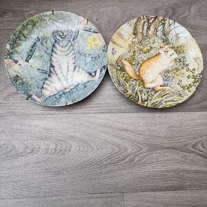 Vintage American‎ Artist 80's Cat Art Plates (2) Tarzan 85 The Sniffer 82 Animal